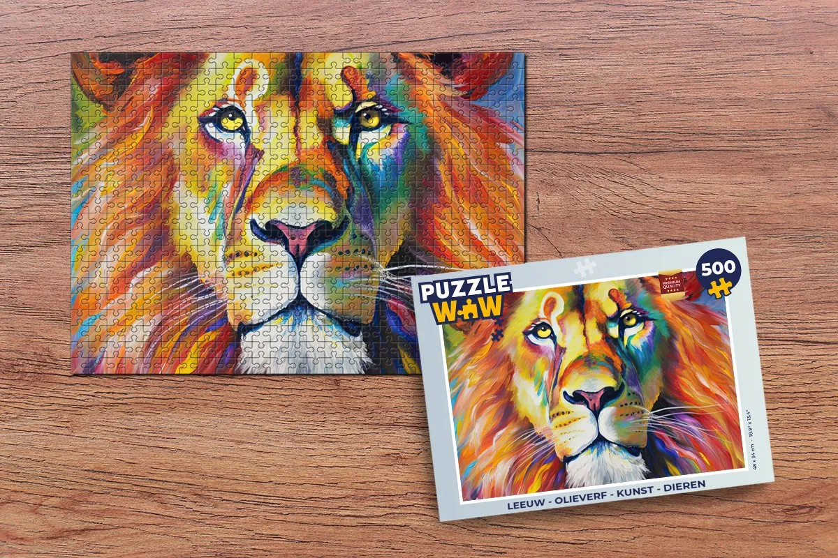 PuzzleWow Leeuw Puzzel 500 Stuks - Multicolor