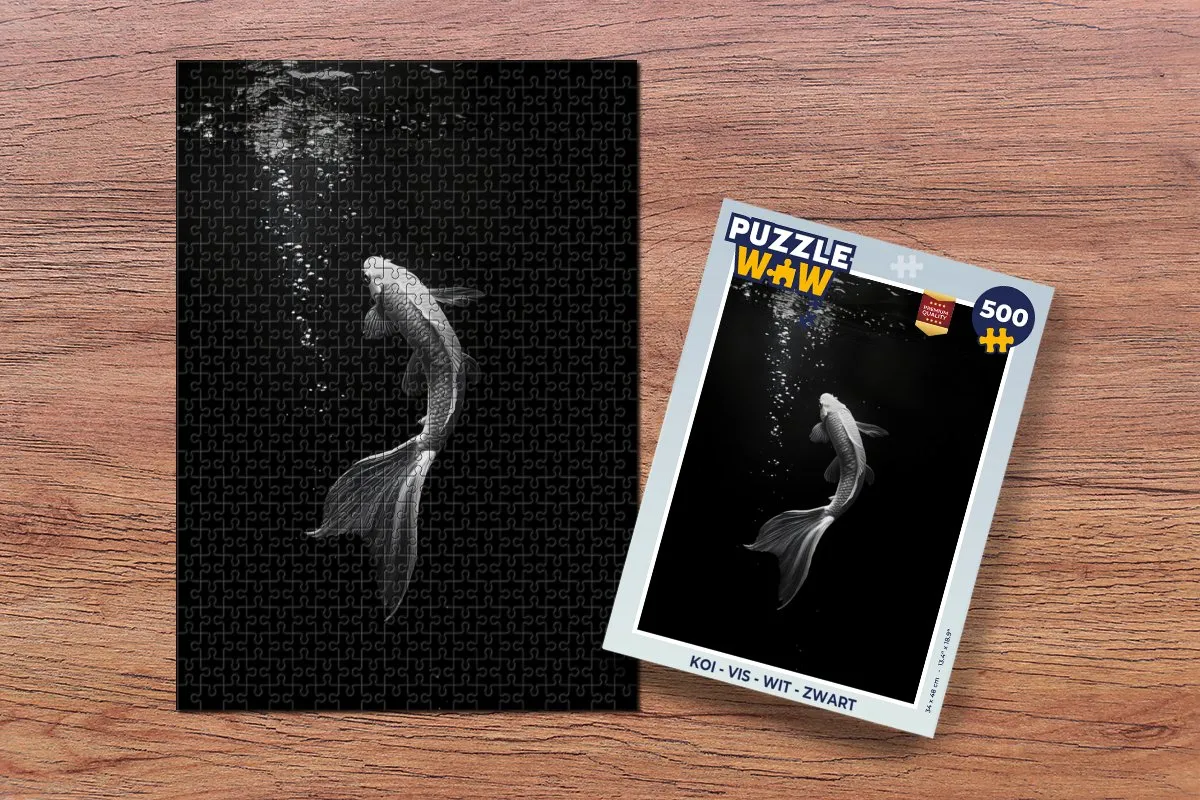 PuzzleWow Koi Vis Legpuzzel 500 Stuks - Wit/Zwart