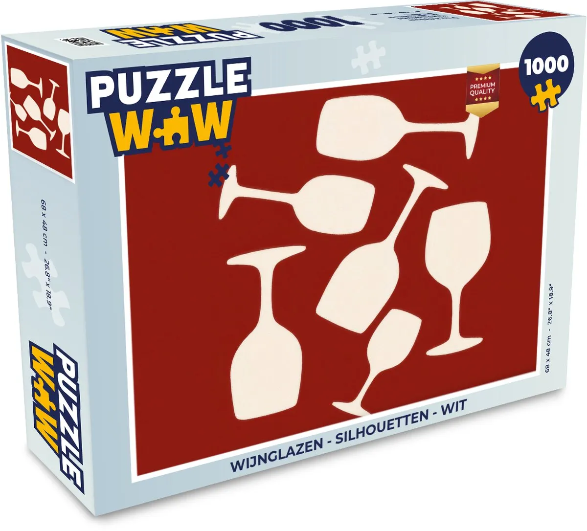 PuzzleWow Wijnglazen Silhouetten Legpuzzel 1000 Stuks - Wit