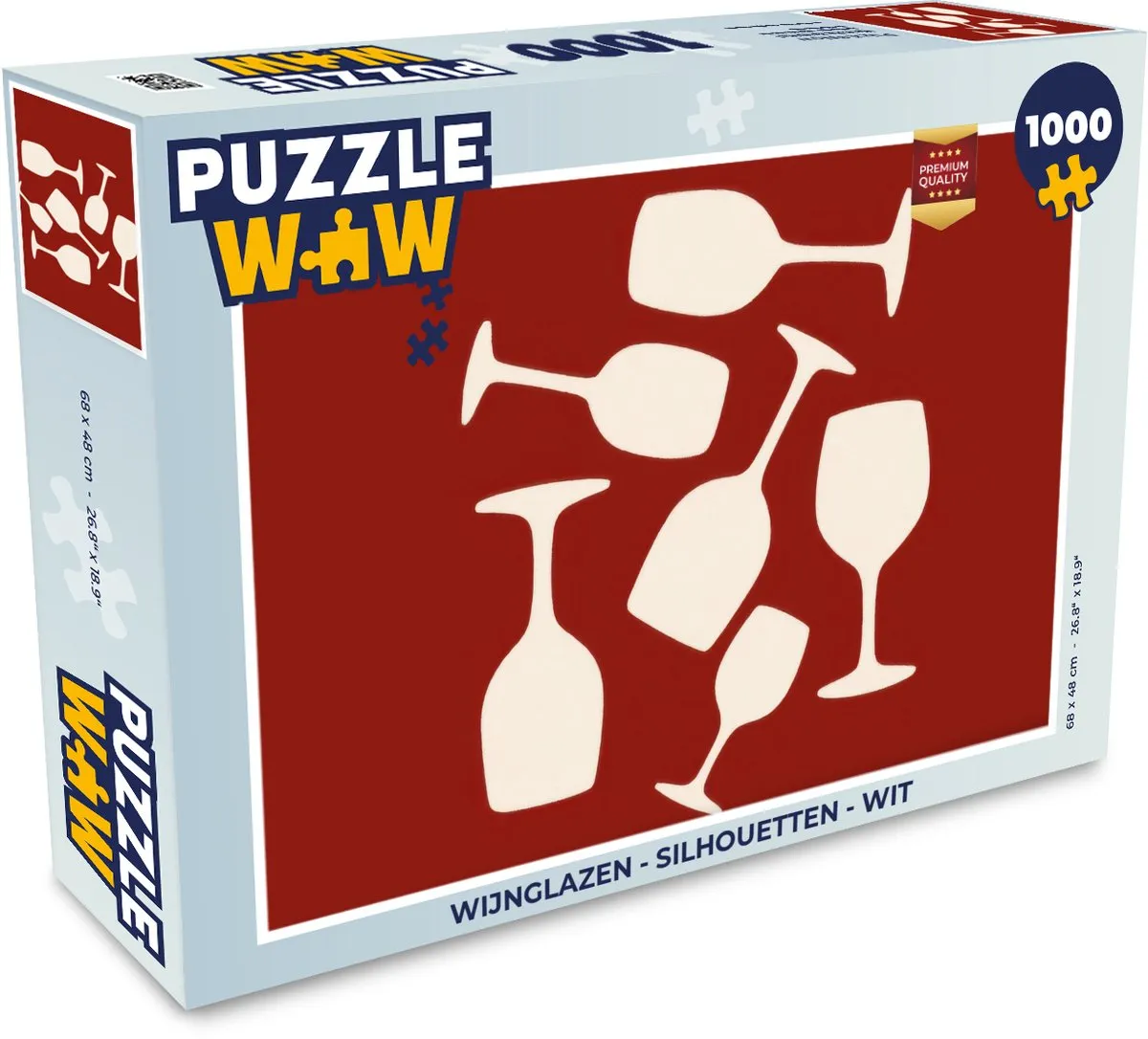 PuzzleWow Wijnglazen Silhouetten Legpuzzel 1000 Stuks - Wit