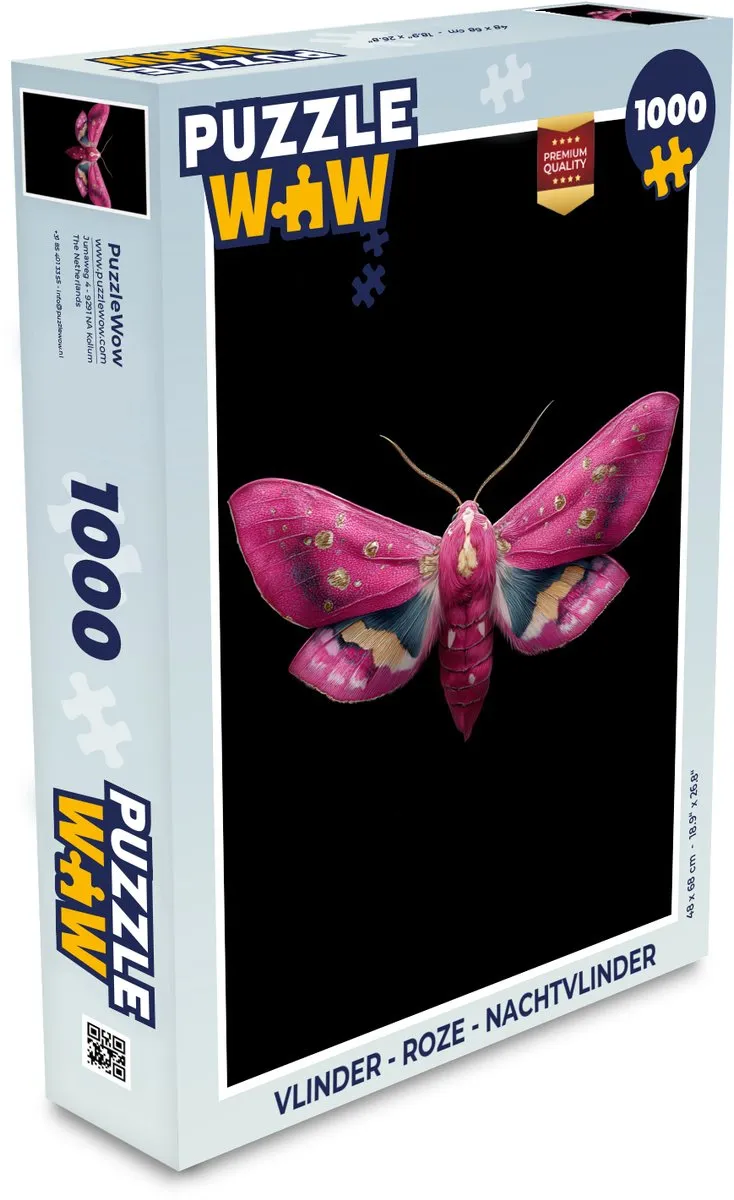 PuzzleWow Vlinder Nachtvlinder Legpuzzel 1000 Stuks - Roze
