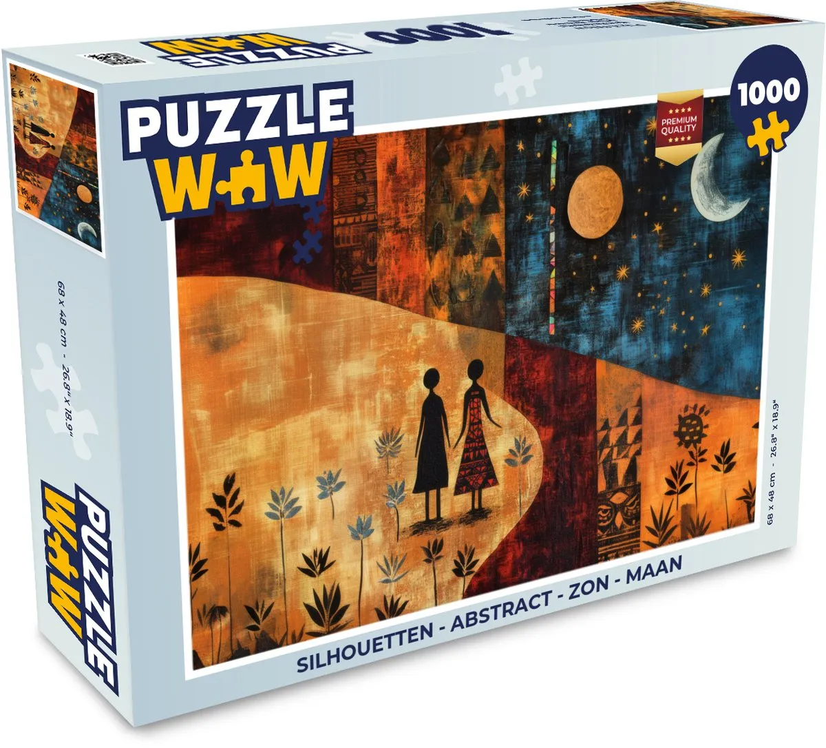 PuzzleWow Abstract Legpuzzel 1000 Stuks - Silhouetten Zon Maan