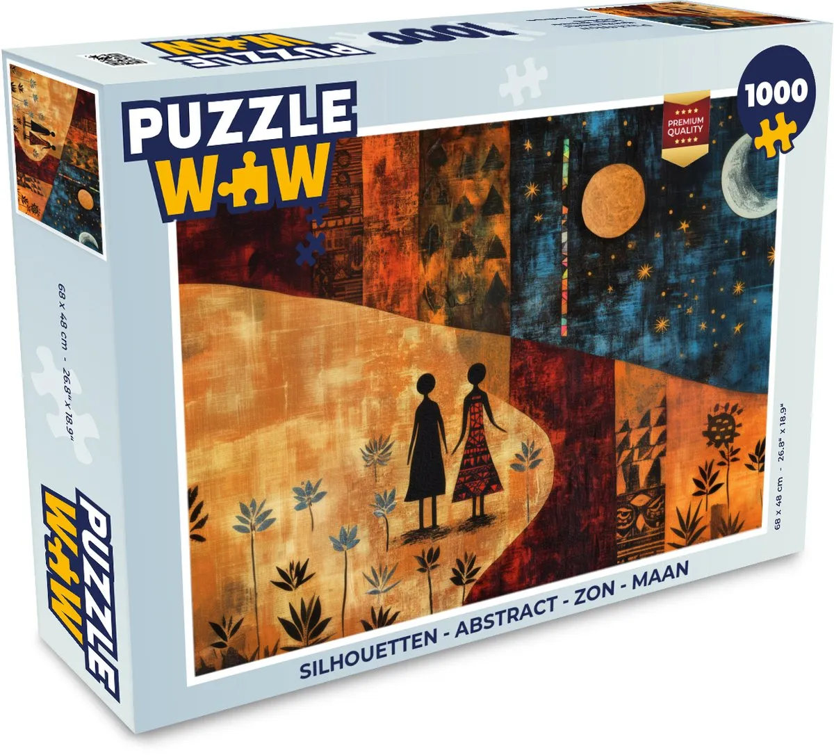 PuzzleWow Abstract Legpuzzel 1000 Stuks - Silhouetten Zon Maan