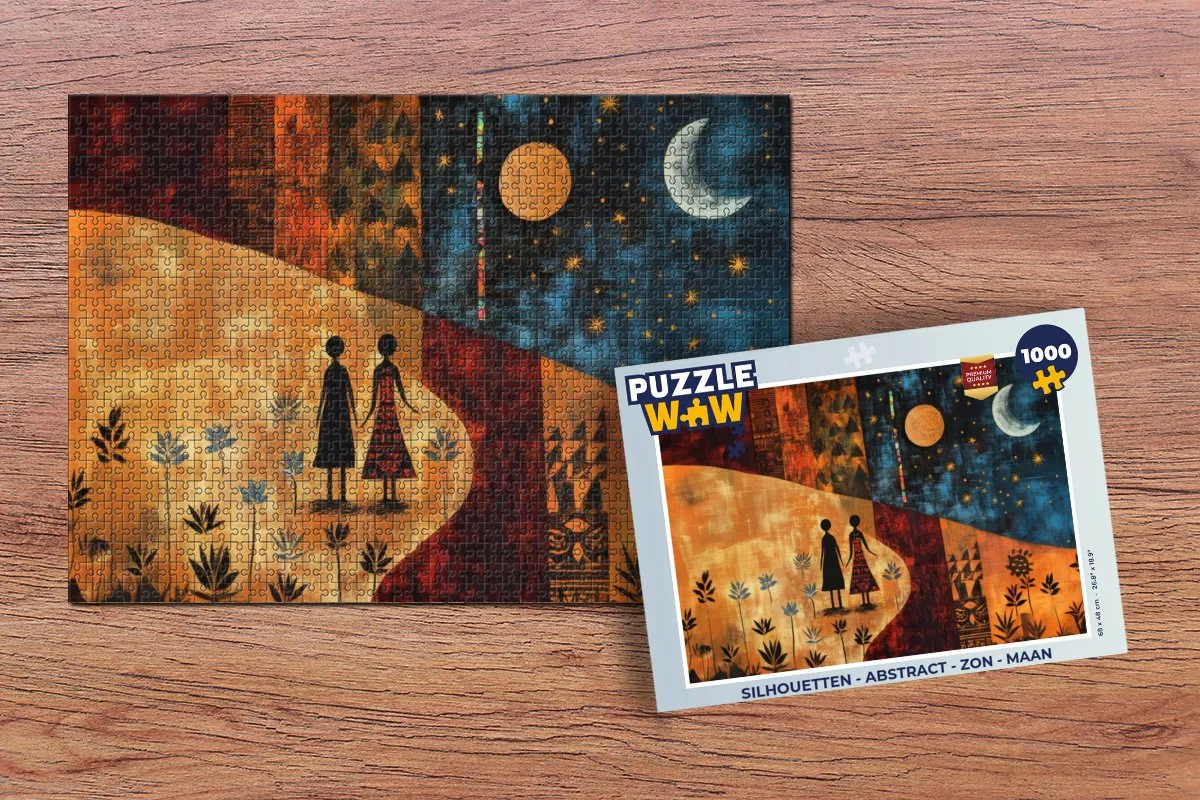 PuzzleWow Abstract Legpuzzel 1000 Stuks - Silhouetten Zon Maan
