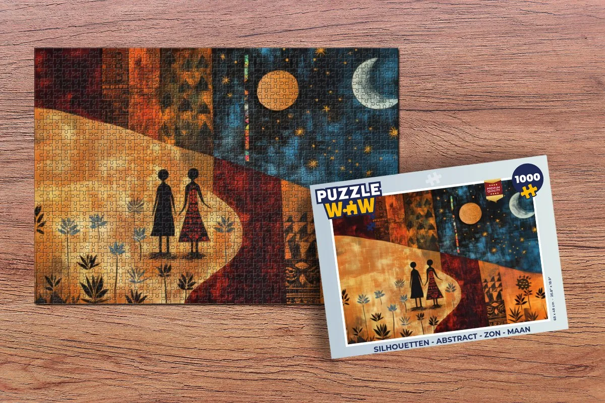 PuzzleWow Abstract Legpuzzel 1000 Stuks - Silhouetten Zon Maan