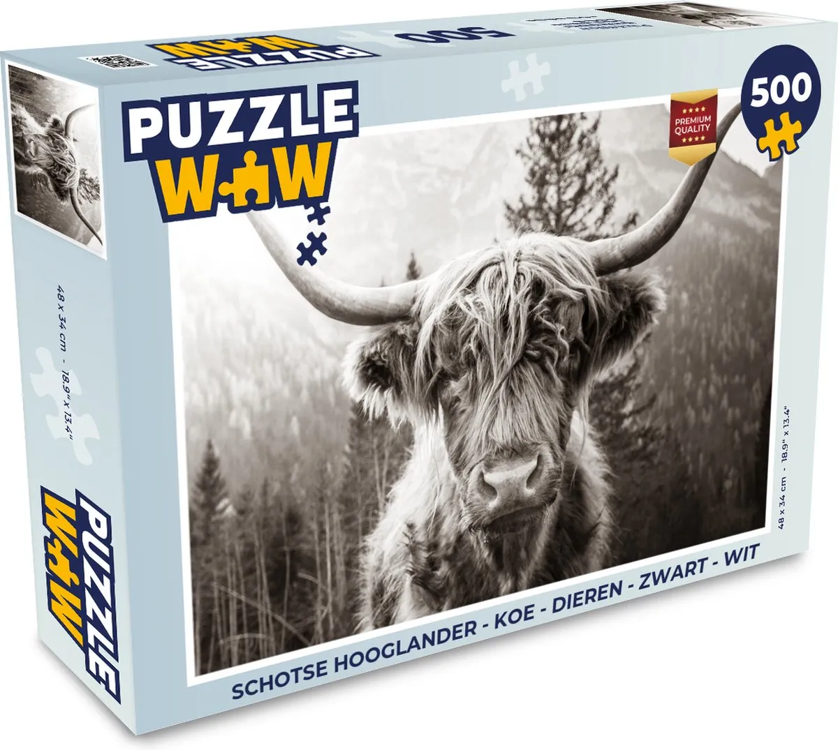PuzzleWow Schotse Hooglander Legpuzzel 500 Stuks - Multicolor