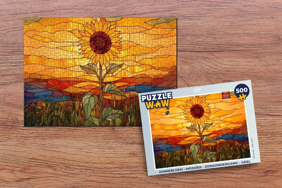 PuzzleWow Zonnebloem Mozaïek Legpuzzel 500 Stuks - Geel