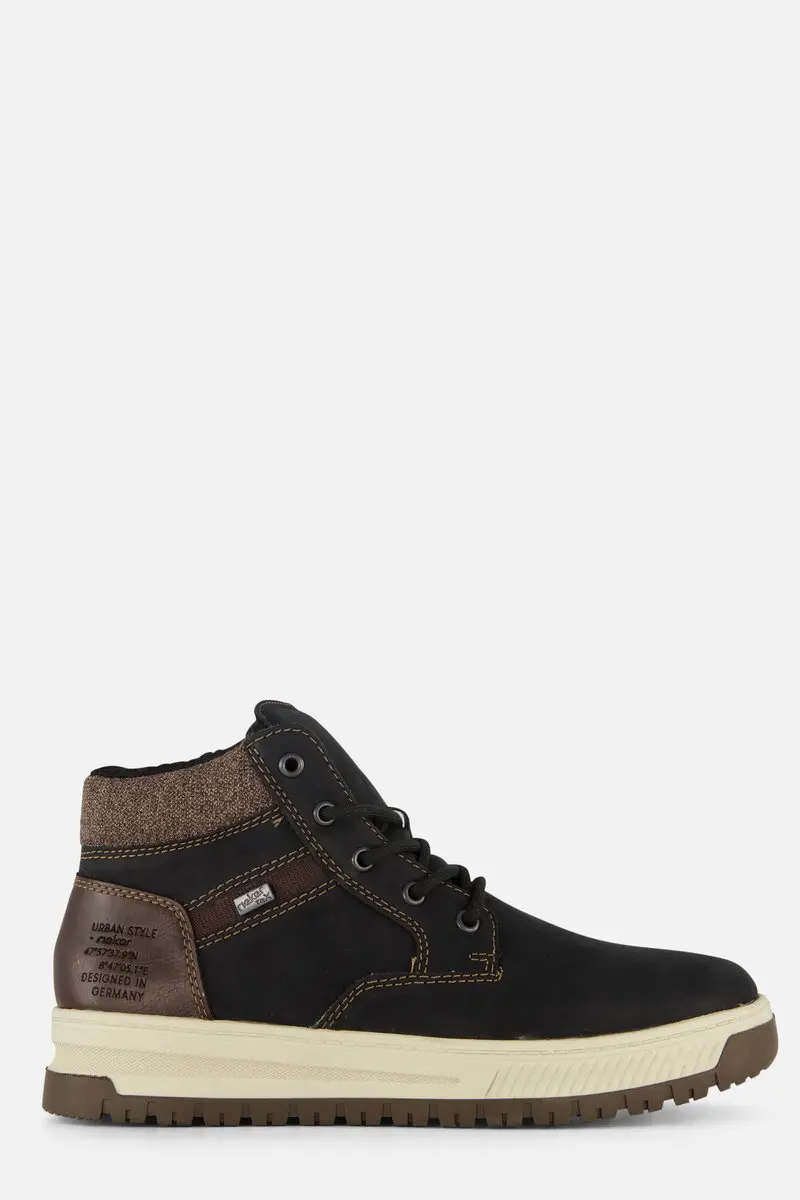 Rieker Veterboots zwart Nubuck