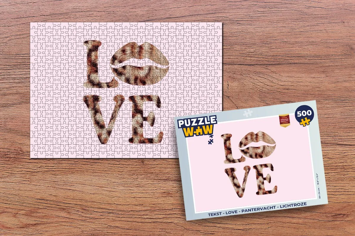 PuzzleWow Love Pantervacht Legpuzzel 500 Stuks - Lichtroze