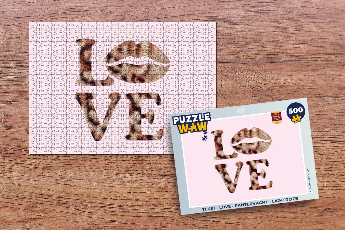 PuzzleWow Love Pantervacht Legpuzzel 500 Stuks - Lichtroze