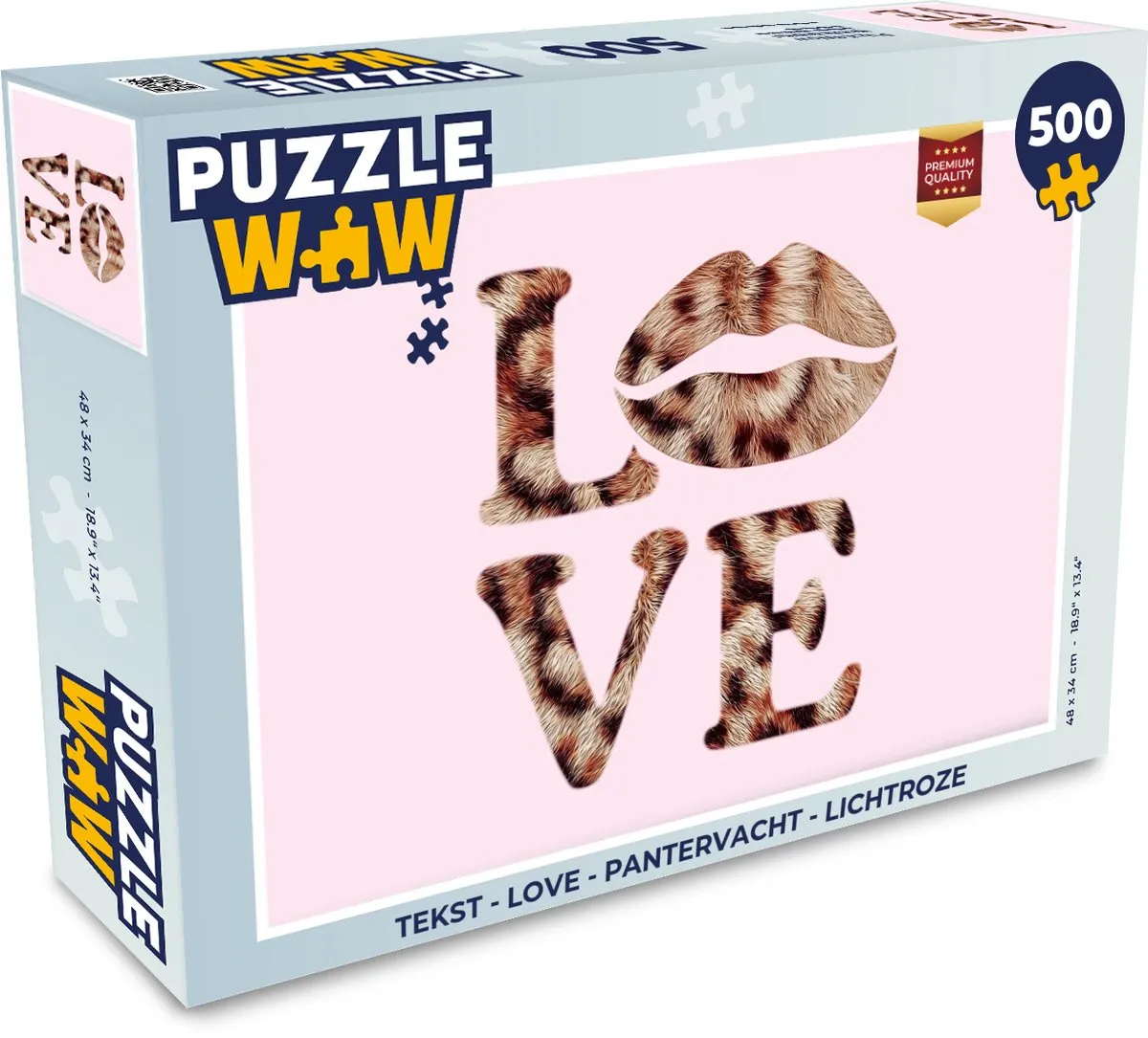 PuzzleWow Love Pantervacht Legpuzzel 500 Stuks - Lichtroze