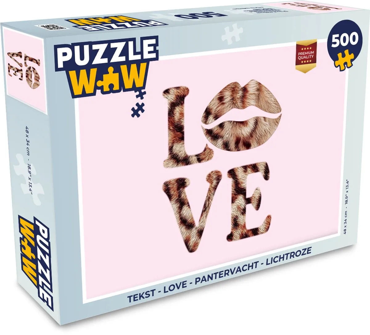 PuzzleWow Love Pantervacht Legpuzzel 500 Stuks - Lichtroze
