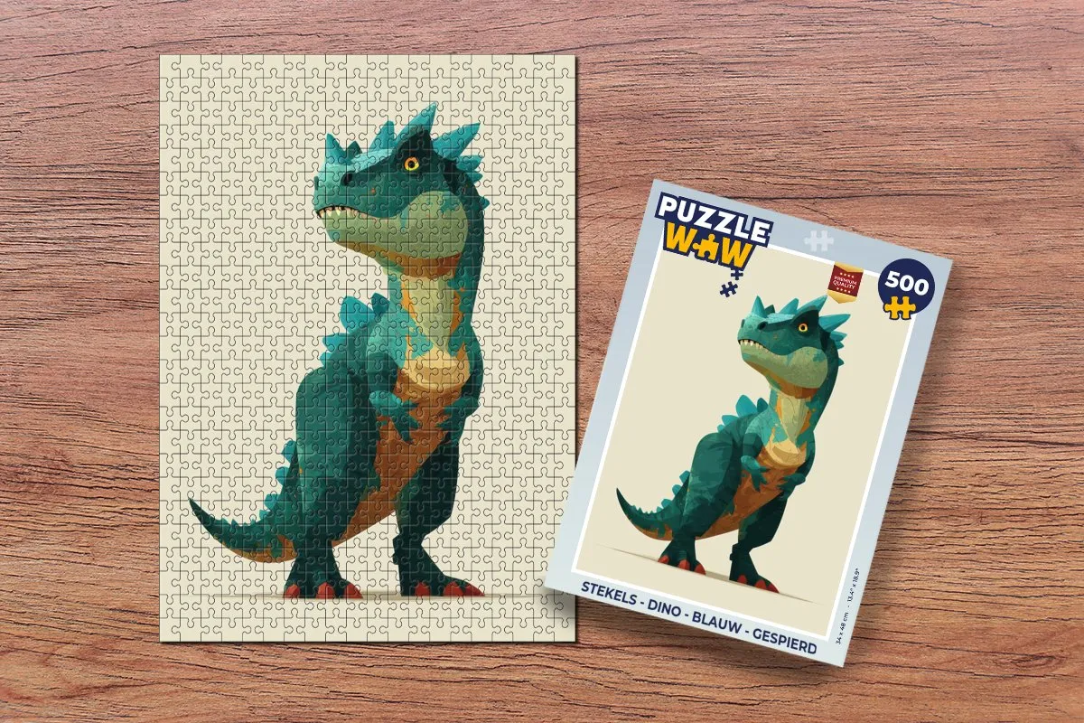 PuzzleWow Dino Legpuzzel 500 Stuks - Blauw