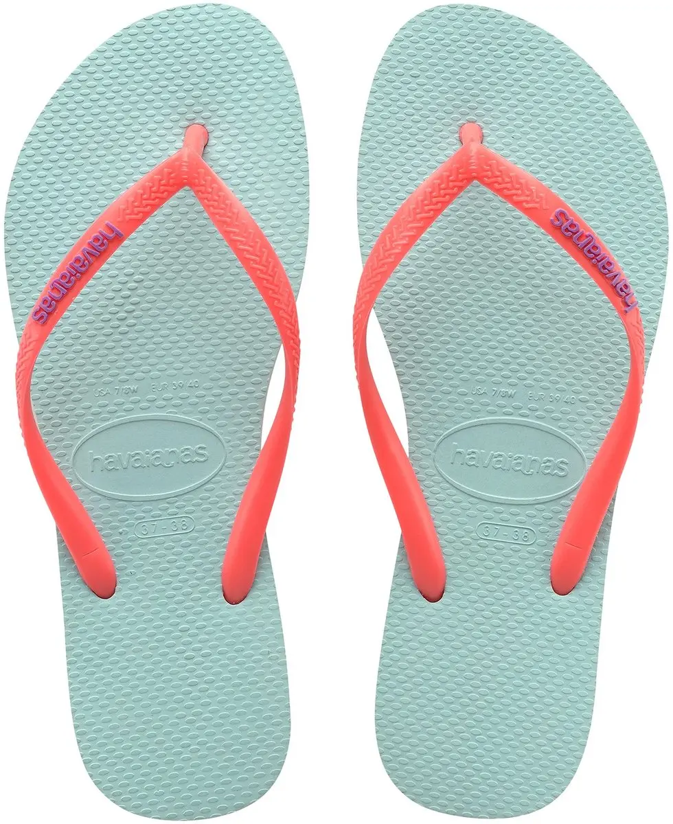HAVAIANAS KIDS SLIM LOGO POP UP Ice blue / coral new