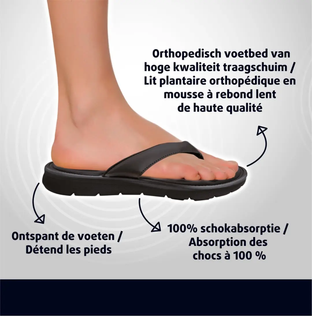 Lucovitaal Orthopedische Teenslipper - Maat 45-46 Zwart - afbeelding 2 van 6
