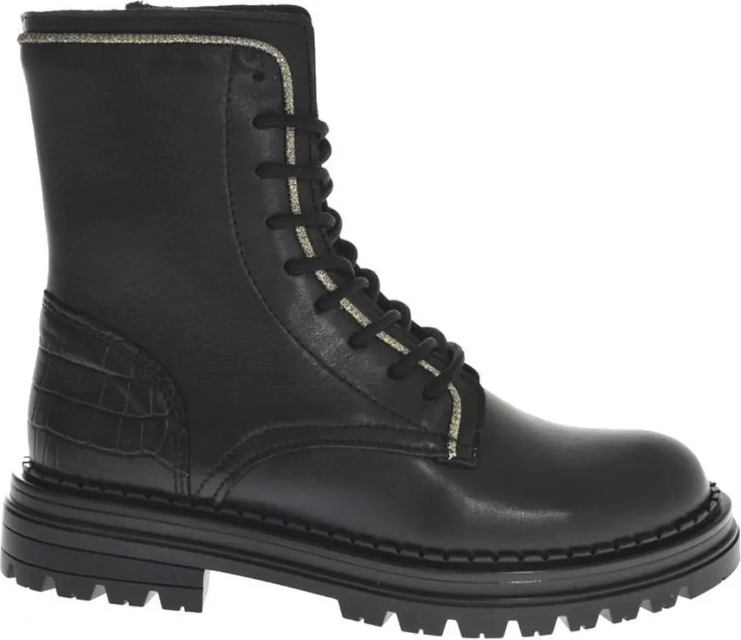 Hip H1701 234 10CO Zwart Combi Meisjes Veterboot