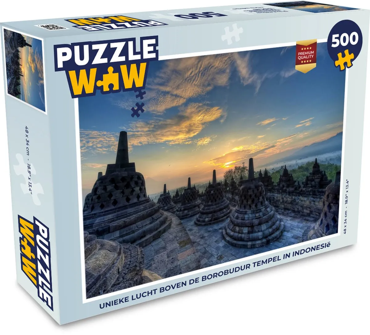 PuzzleWow Legpuzzel Borobudur 500 Stuks - Multicolor