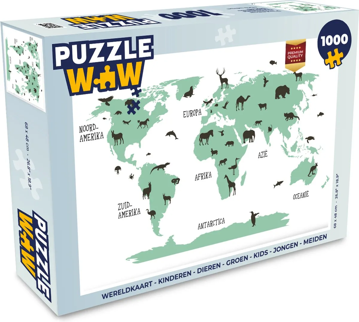 PuzzleWow Wereldkaart Legpuzzel 1000 Stuks - Multicolor