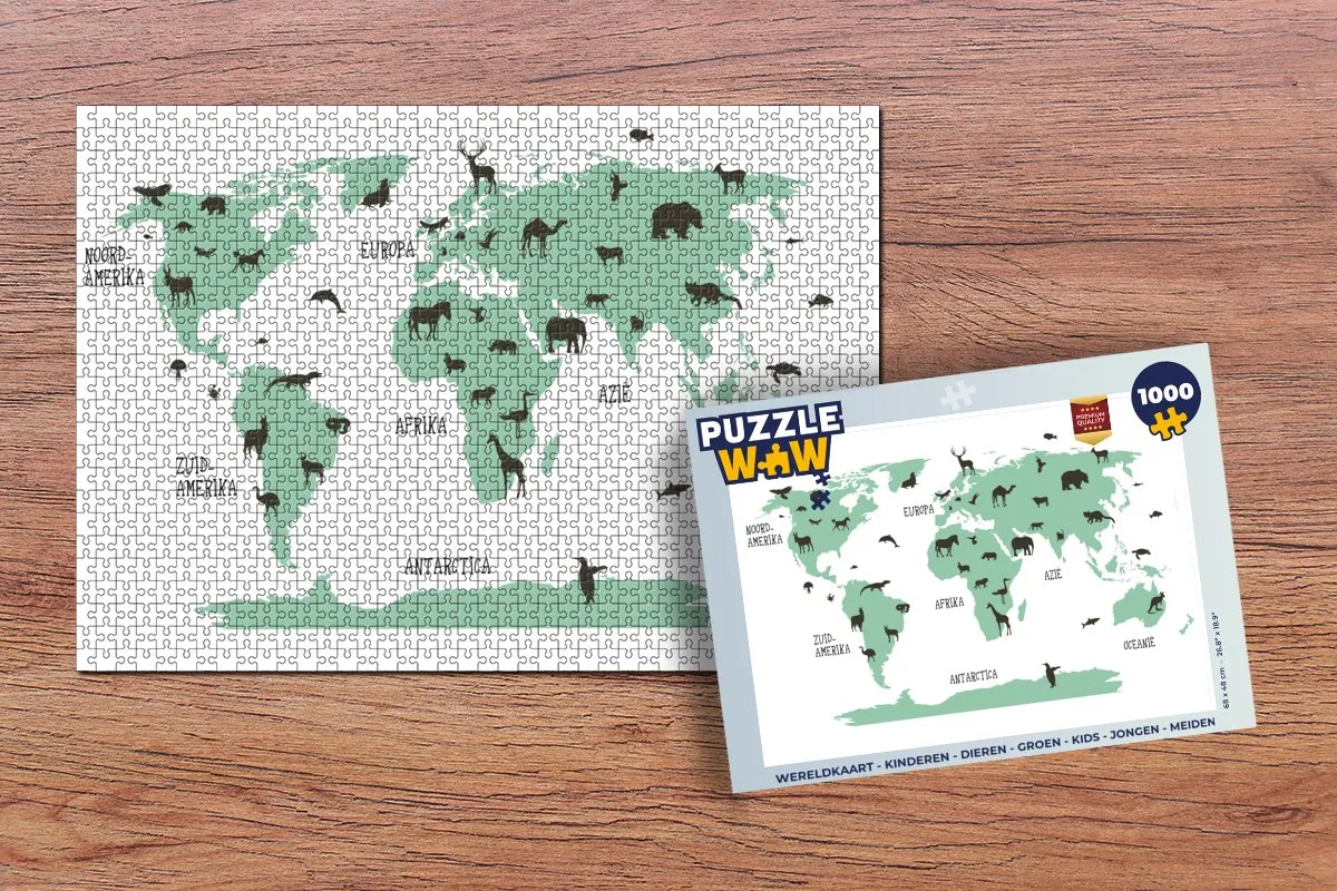PuzzleWow Wereldkaart Legpuzzel 1000 Stuks - Multicolor