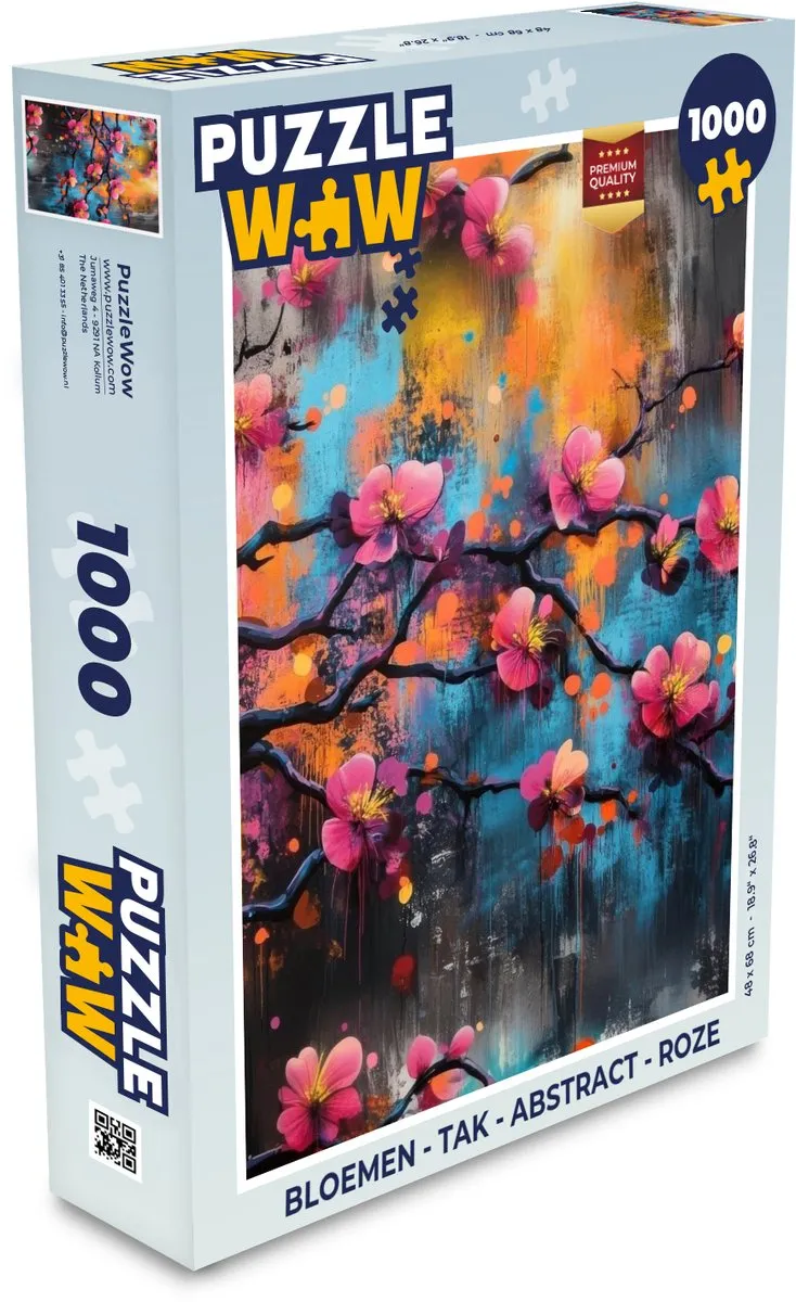 PuzzleWow Bloemen Tak Abstract Legpuzzel 1000 Stuks - Roze