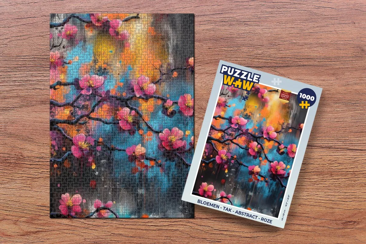 PuzzleWow Bloemen Tak Abstract Legpuzzel 1000 Stuks - Roze