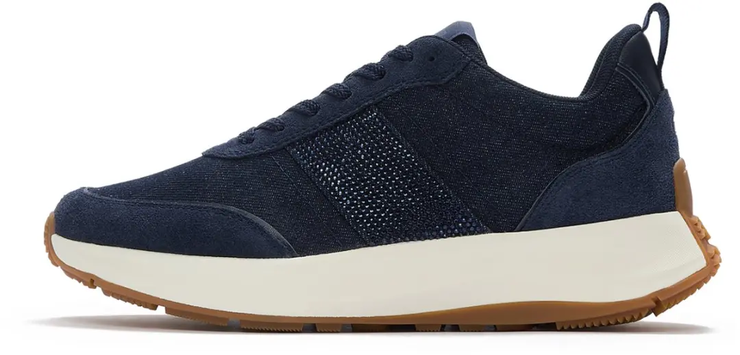 FitFlop FitFlop F-Mode Flow Crystal Denim/Suede Sneakers