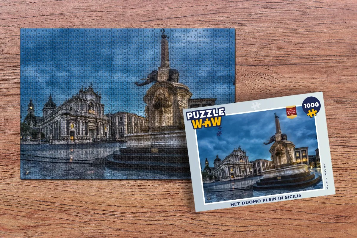 PuzzleWow Sicilië Duomo plein Puzzel 1000 Stuks - Multicolor