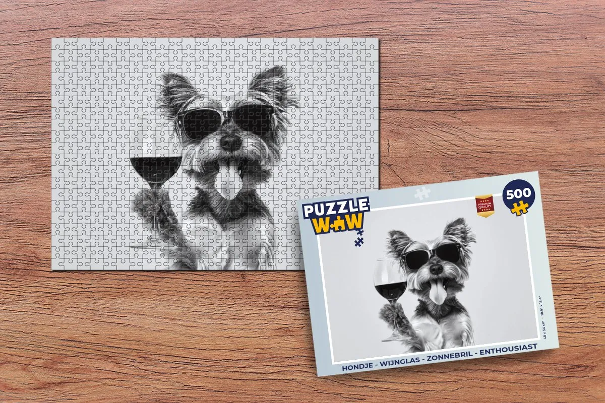 PuzzleWow Hondje Wijnglas Legpuzzel 500 Stuks - MPN 8721414231614