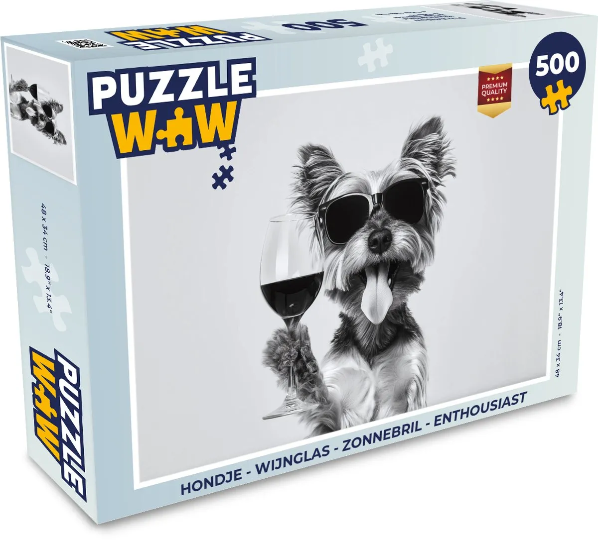 PuzzleWow Hondje Wijnglas Legpuzzel 500 Stuks - MPN 8721414231614