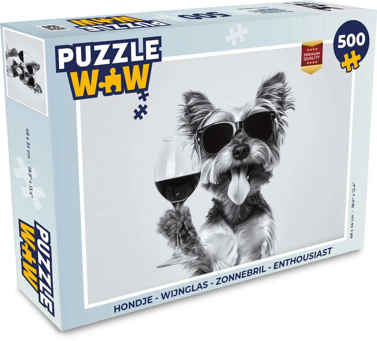PuzzleWow Hondje Wijnglas Legpuzzel 500 Stuks - MPN 8721414231614