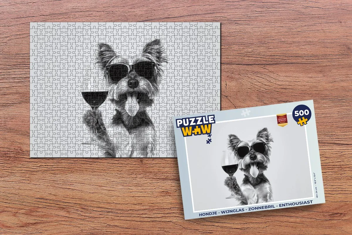 PuzzleWow Hondje Wijnglas Legpuzzel 500 Stuks - MPN 8721414231614