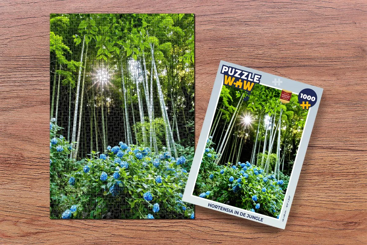 PuzzleWow Hortensia in de Jungle Legpuzzel 1000 Stuks - Multicolor