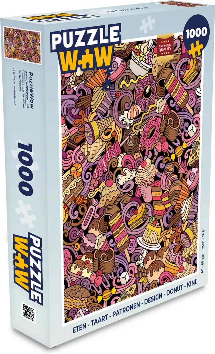 PuzzleWow Donut Legpuzzel 1000 Stuks - Multicolor