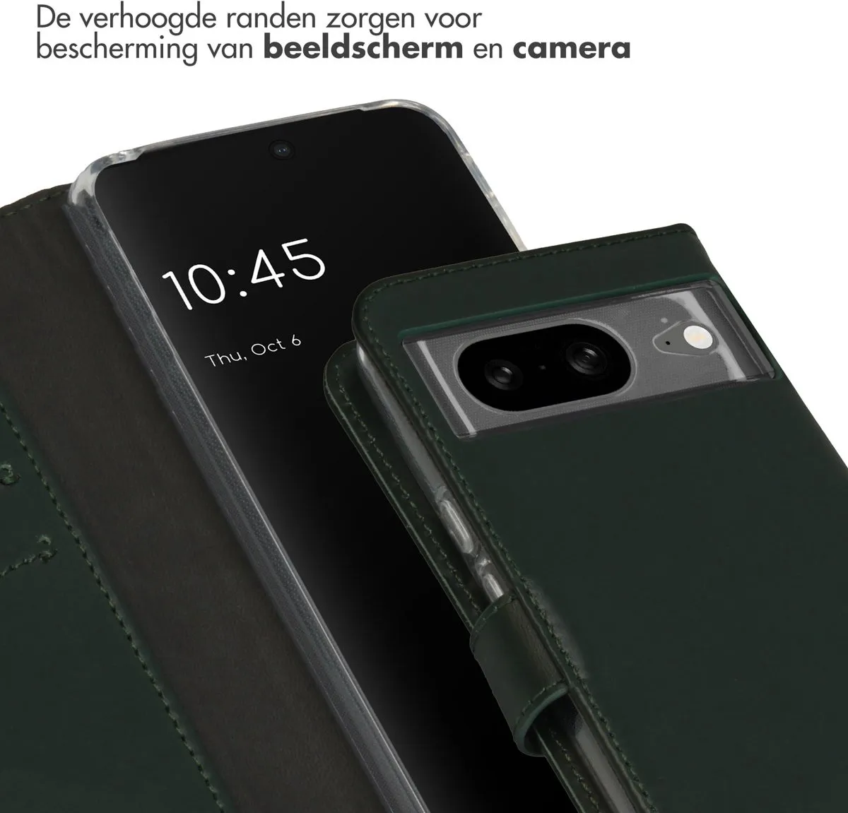 Selencia Hoesje Google Pixel 8 - Groen Lederen Bookcase