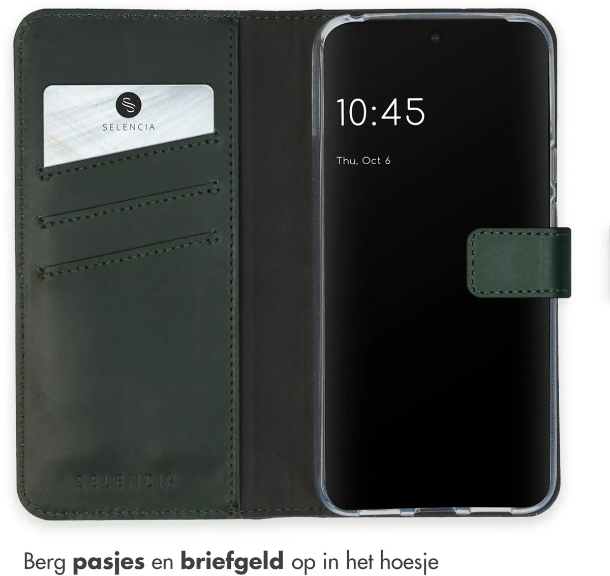Selencia Hoesje Google Pixel 8 - Groen Lederen Bookcase