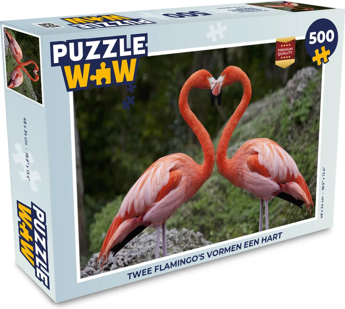PuzzleWow Legpuzzel Twee Flamingo's Hart