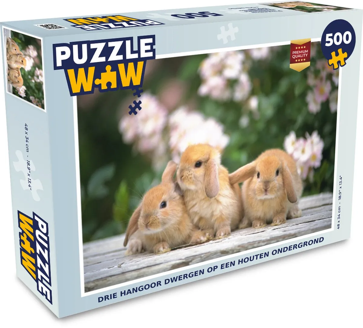 PuzzleWow Legpuzzel Drie Hangoor Dwergen 500 Stuks - Multicolor