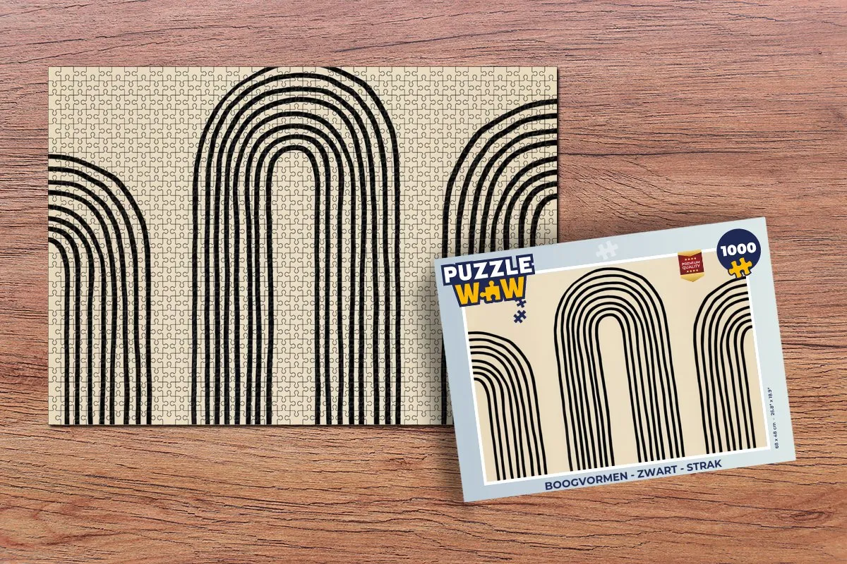 PuzzleWow Boogvormen Legpuzzel 1000 Stuks - Zwart