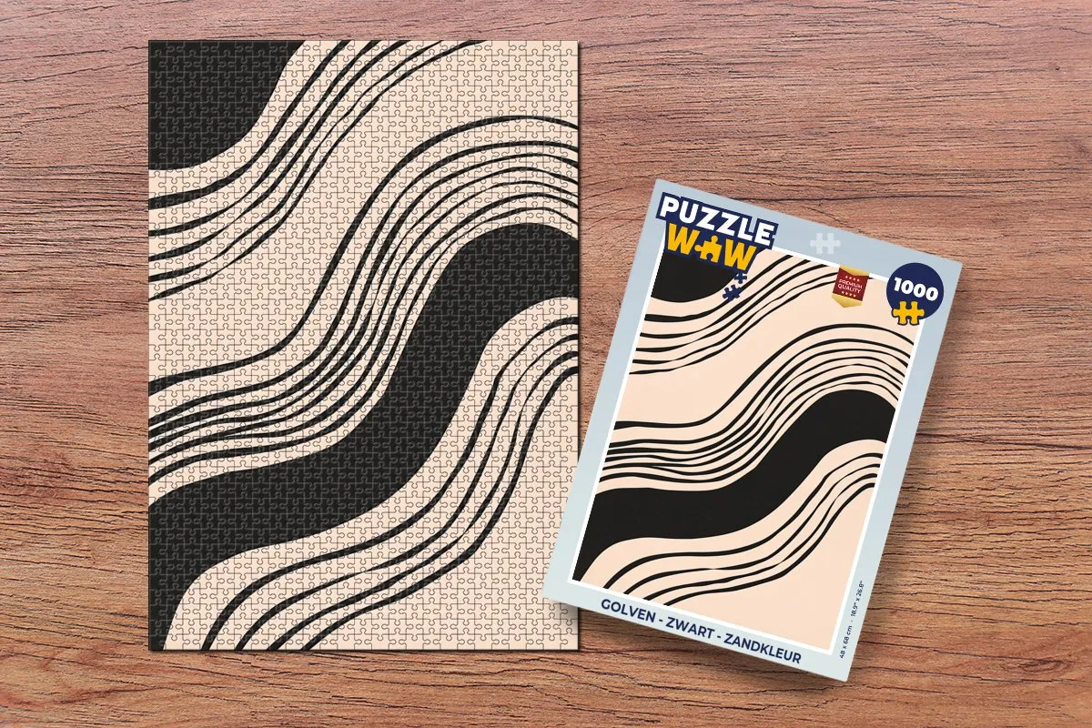 PuzzleWow Golven Legpuzzel 1000 Stuks - Zwart/Zandkleur