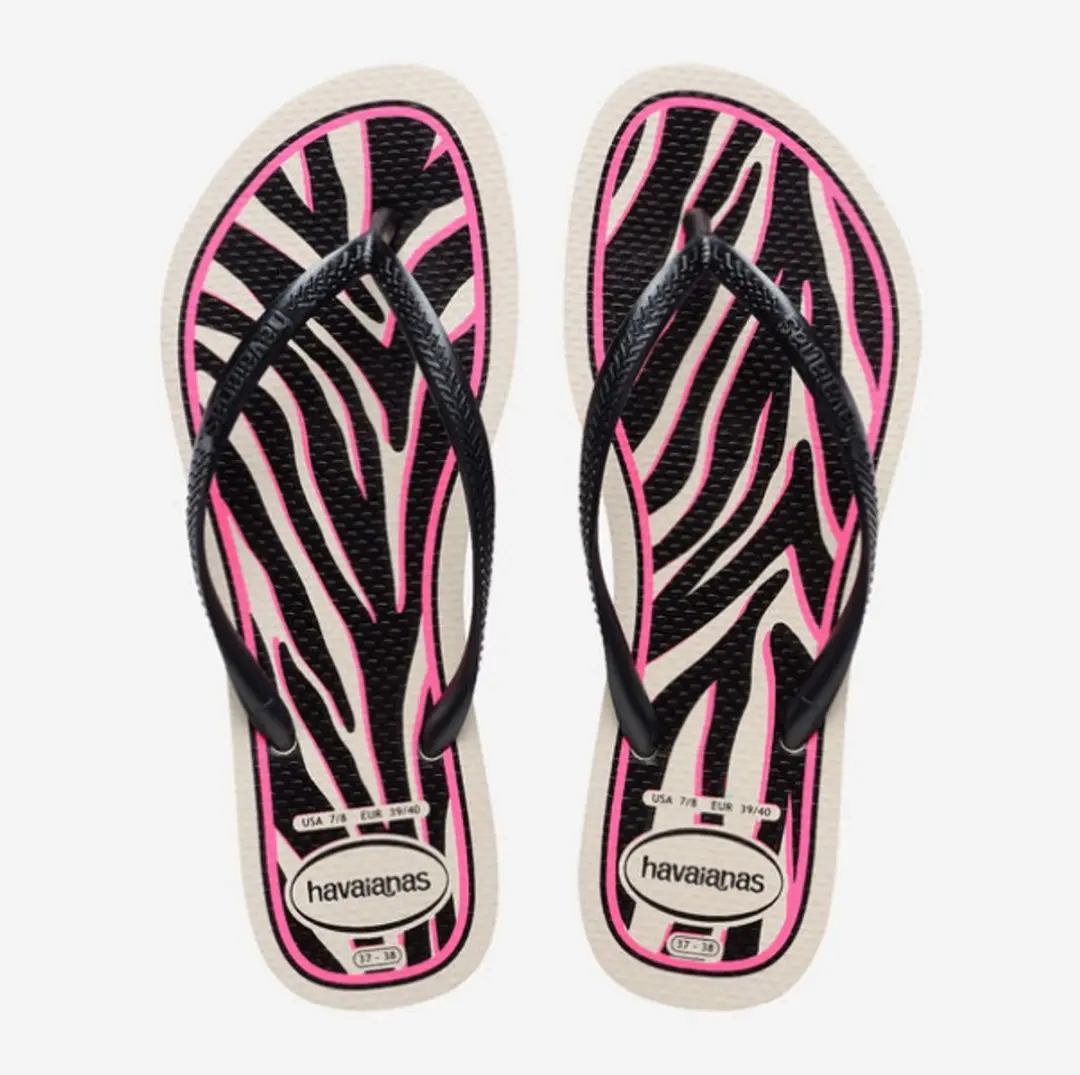 HAVAIANAS SLIM ANIMALS Beige / Dark grey metallic-35-36
