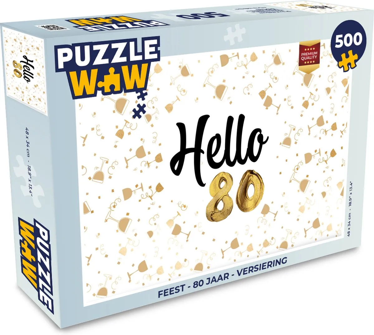 PuzzleWow Puzzel Feest 80 Jaar Legpuzzel 500 Stuks - Multicolor