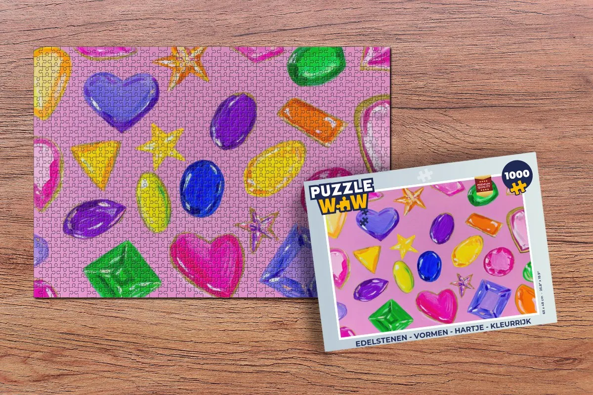 PuzzleWow Edelstenen Hartje Legpuzzel 1000 Stuks - Kleurrijk