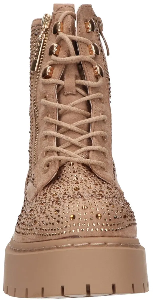 La Strada Bootie Met Steentjes Beige Suede