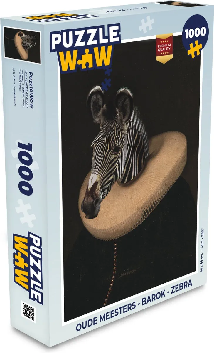 PuzzleWow Oude Meesters Legpuzzel 1000 Stuks - Zebra - Multicolor