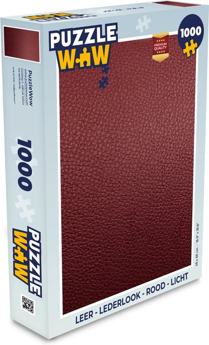 PuzzleWow Puzzel 1000 Stuks - Lederlook Rood