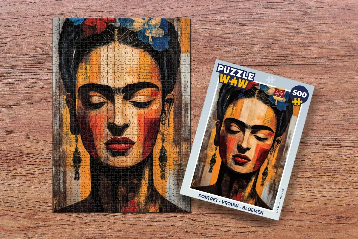 PuzzleWow Portret Vrouw Bloemen Legpuzzel 500 Stuks - MPN 8721181128193