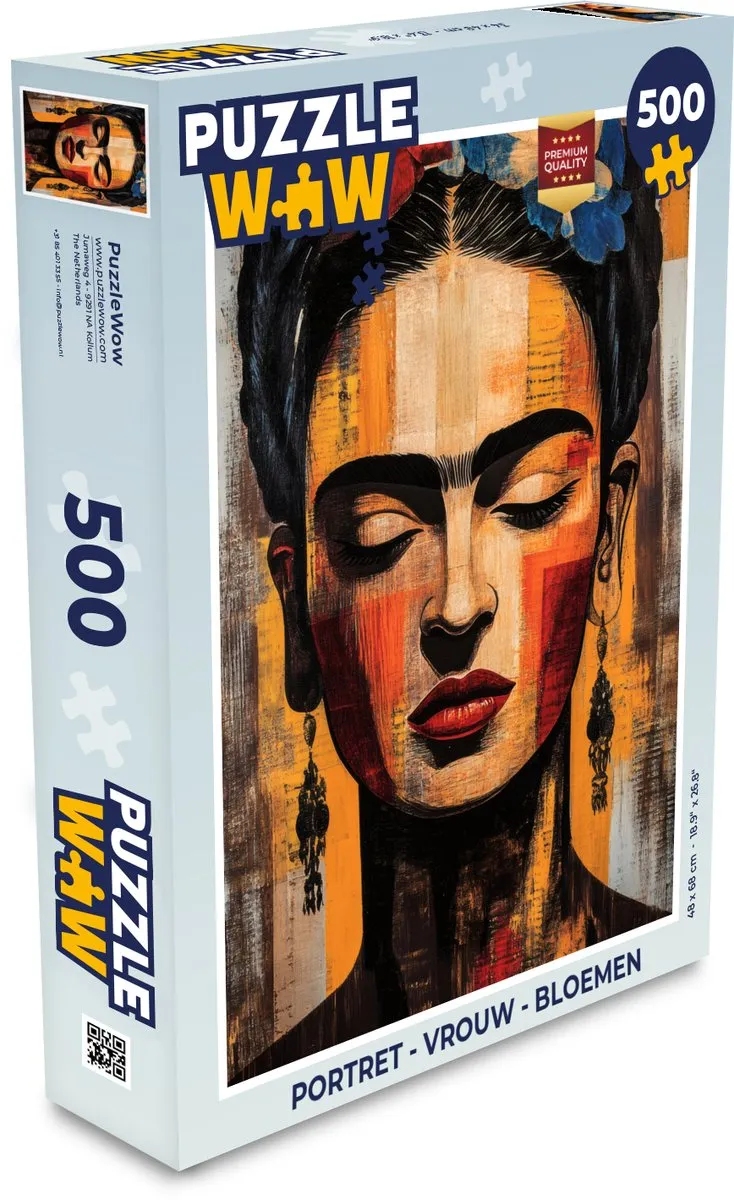 PuzzleWow Portret Vrouw Bloemen Legpuzzel 500 Stuks - MPN 8721181128193