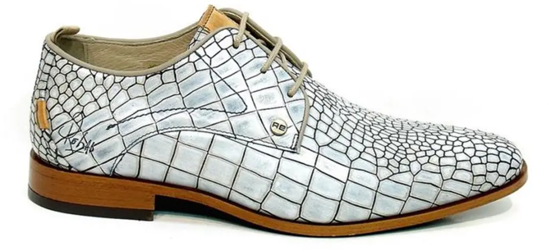 Rehab Greg Croco Heren Trouwschoenen - Wit Combi - Maat 43 - afbeelding 3 van 4