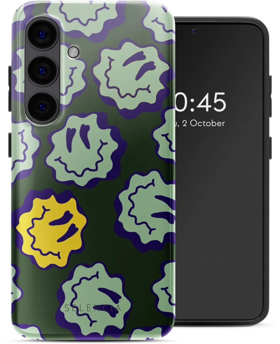 Selencia Hoesje Samsung Galaxy S24 Wavy Smiley Green