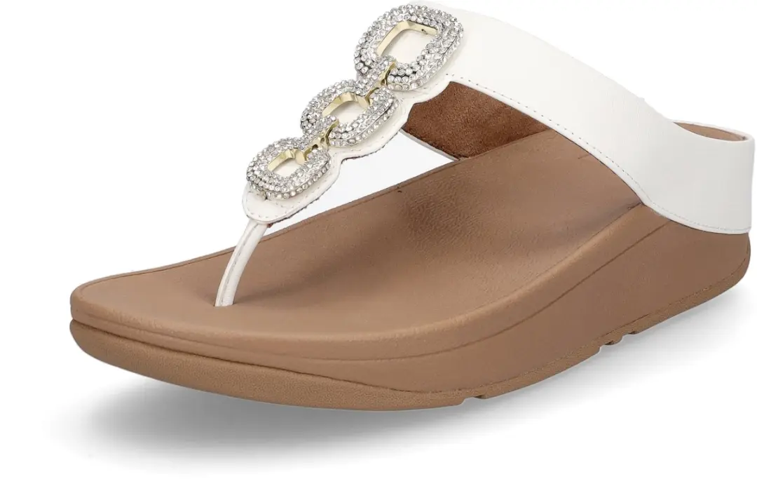 FitFlop Damen Flip Flops Fino Crystal-Chain Leather Toe-Post Sandals HX2 Urban W